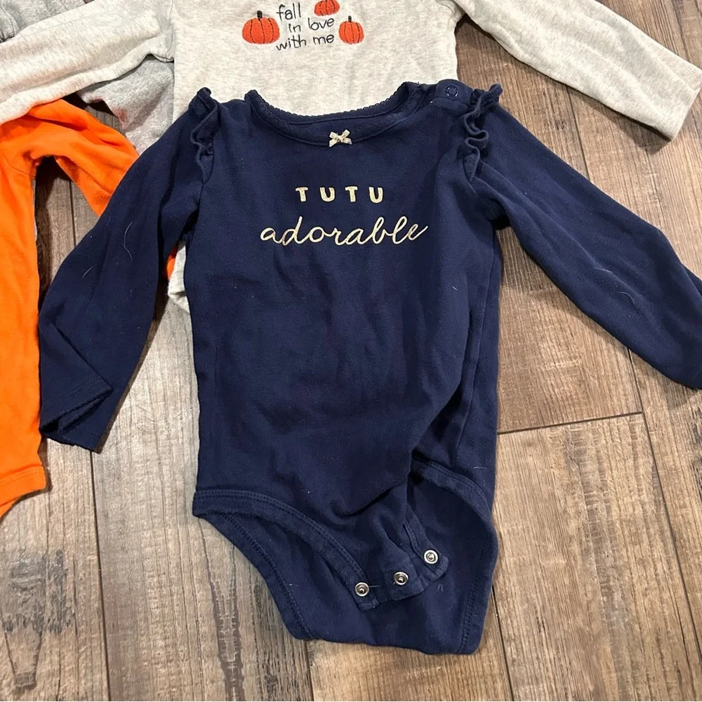 18 Month Bodysuit Lot ‎ Long Sleeves Mixed Brands Girl Snap 7 pieces